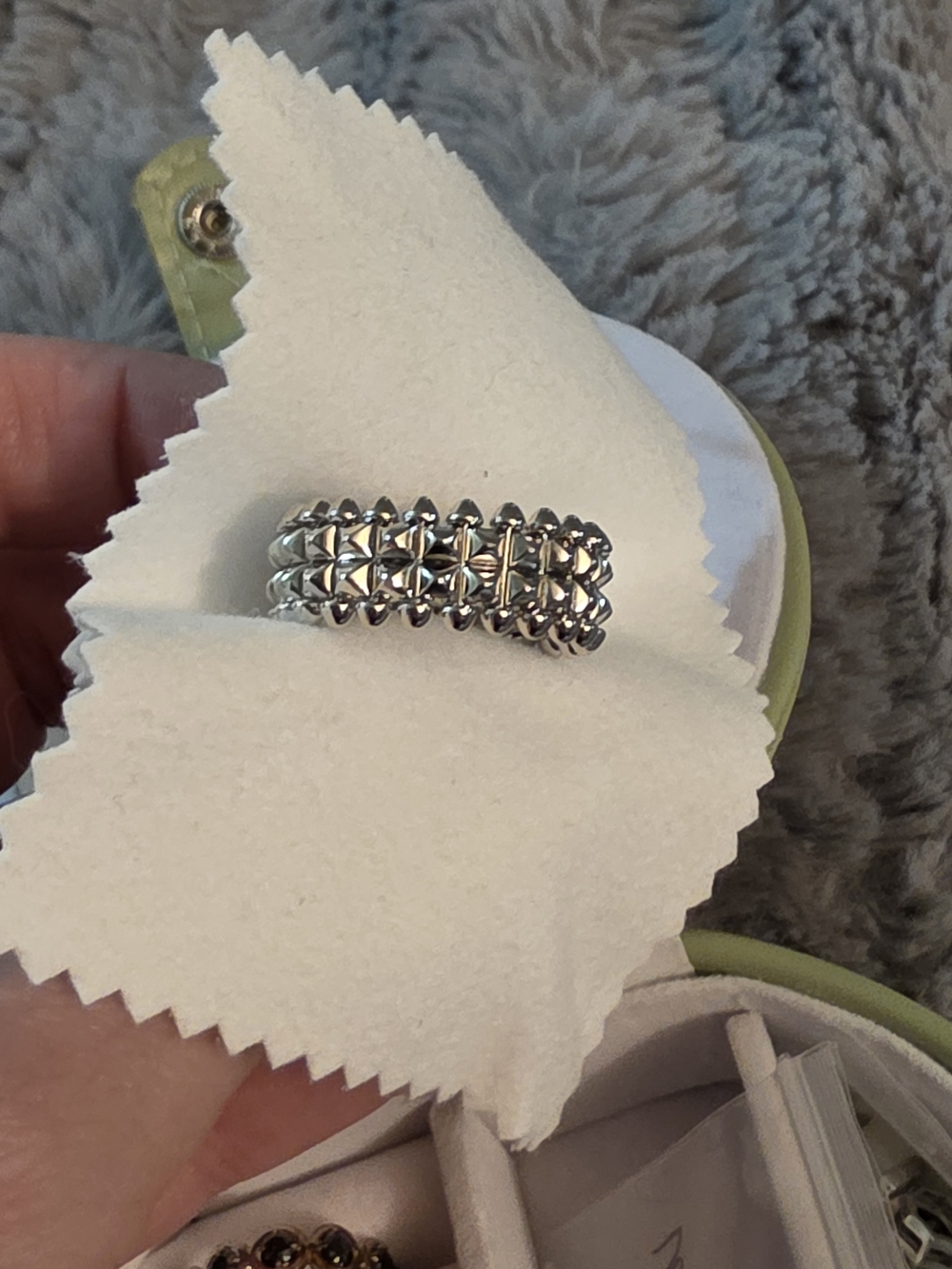 Silver Textured Stackable Women's Ring - sz10